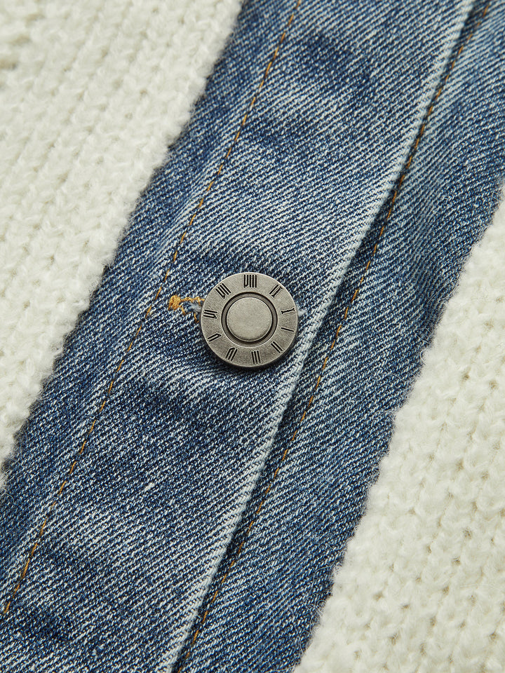 2 in 1 Denim Paneled Cardigan  Liora Lane Boutique Cardigans
