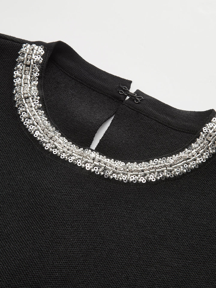 Sleeveless Flared Dress with Sequin Embellishments  Liora Lane Boutique Sweater Dresses
