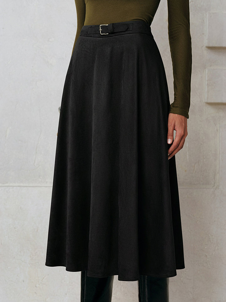 Suede A-Line Midi Skirt  Liora Lane Boutique Skirts