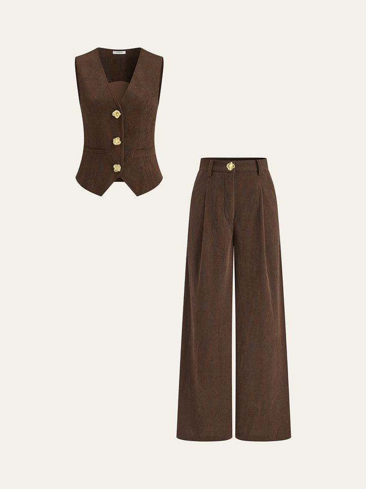 Corduroy Wide-Leg Pleated Pants  Liora Lane Boutique Pants