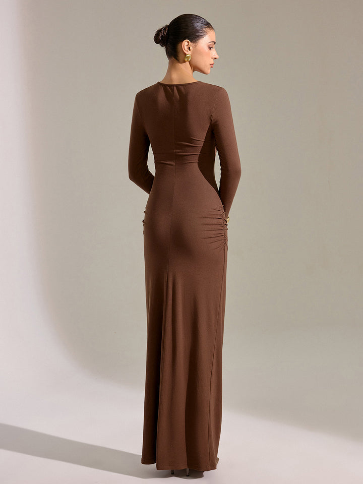 Metal Detail Long Sleeve Cut-Out Maxi Dress  Liora Lane Boutique Dresses