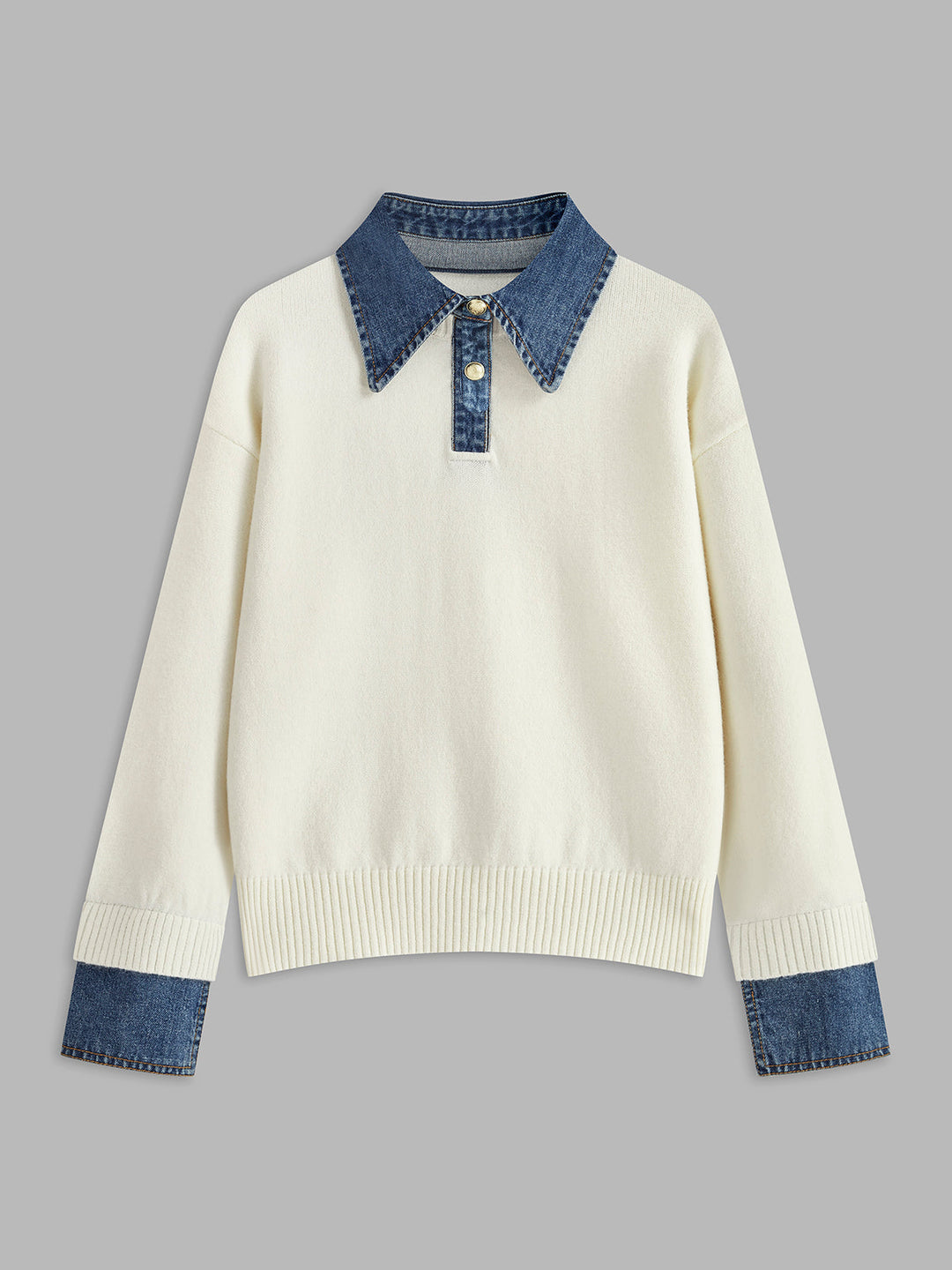 2 in 1 Panel Lapel Sweater  Liora Lane Boutique Sweaters White / XL 58.00