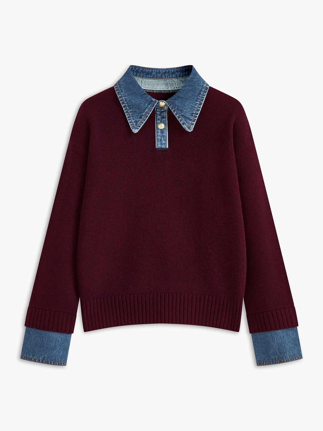 2 in 1 Panel Lapel Sweater  Liora Lane Boutique Sweaters Burgundy / XL 58.00