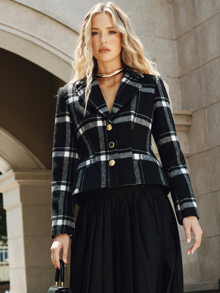 Plaid Wool Blend Blazer  Liora Lane Boutique Blazers