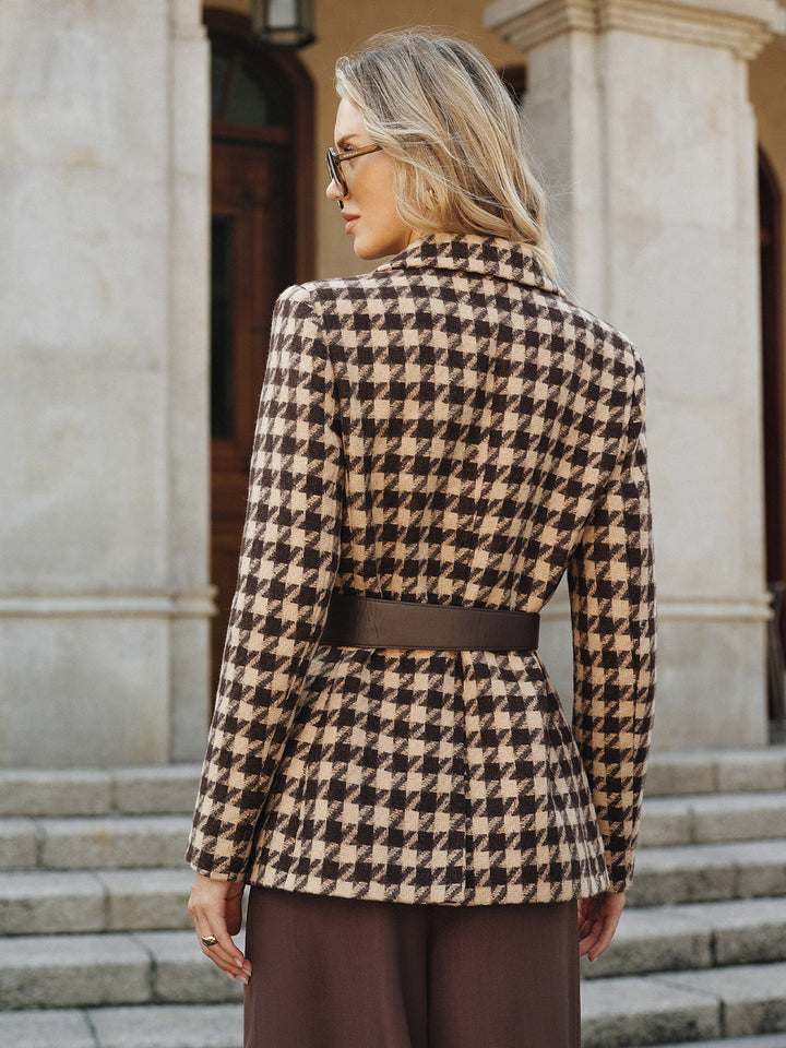 Houndstooth Belted Blazer  Liora Lane Boutique Blazers