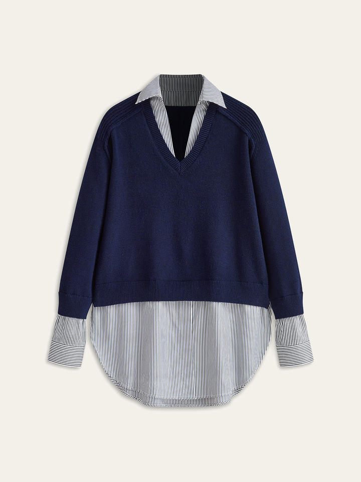 2 in 1 Polo Sweater  Liora Lane Boutique Sweaters Blue / XL 58.00