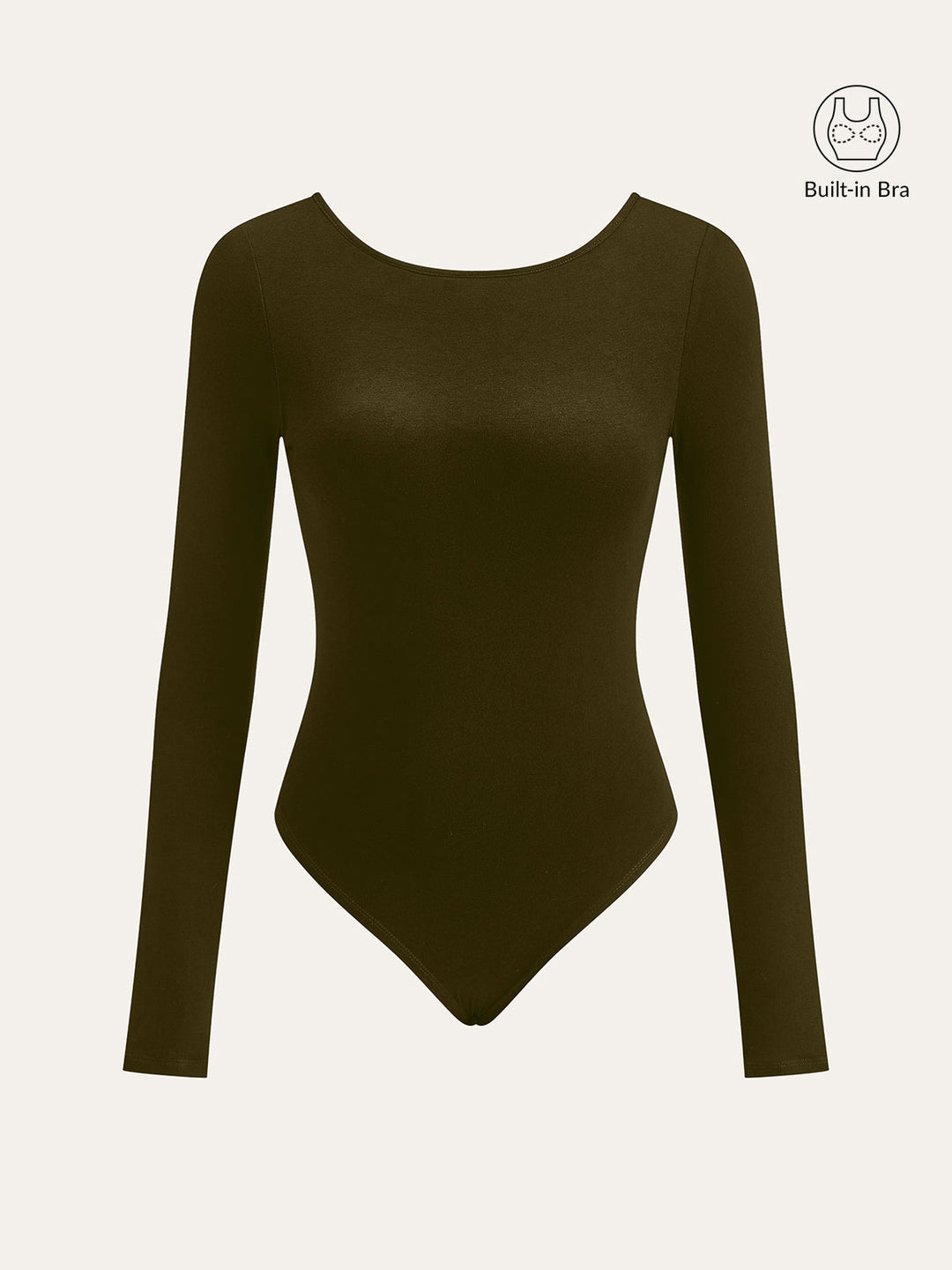 Bra-Free Long Sleeve Backless Bodysuit  Liora Lane Boutique Bodysuits Dark Green / XL 26.00