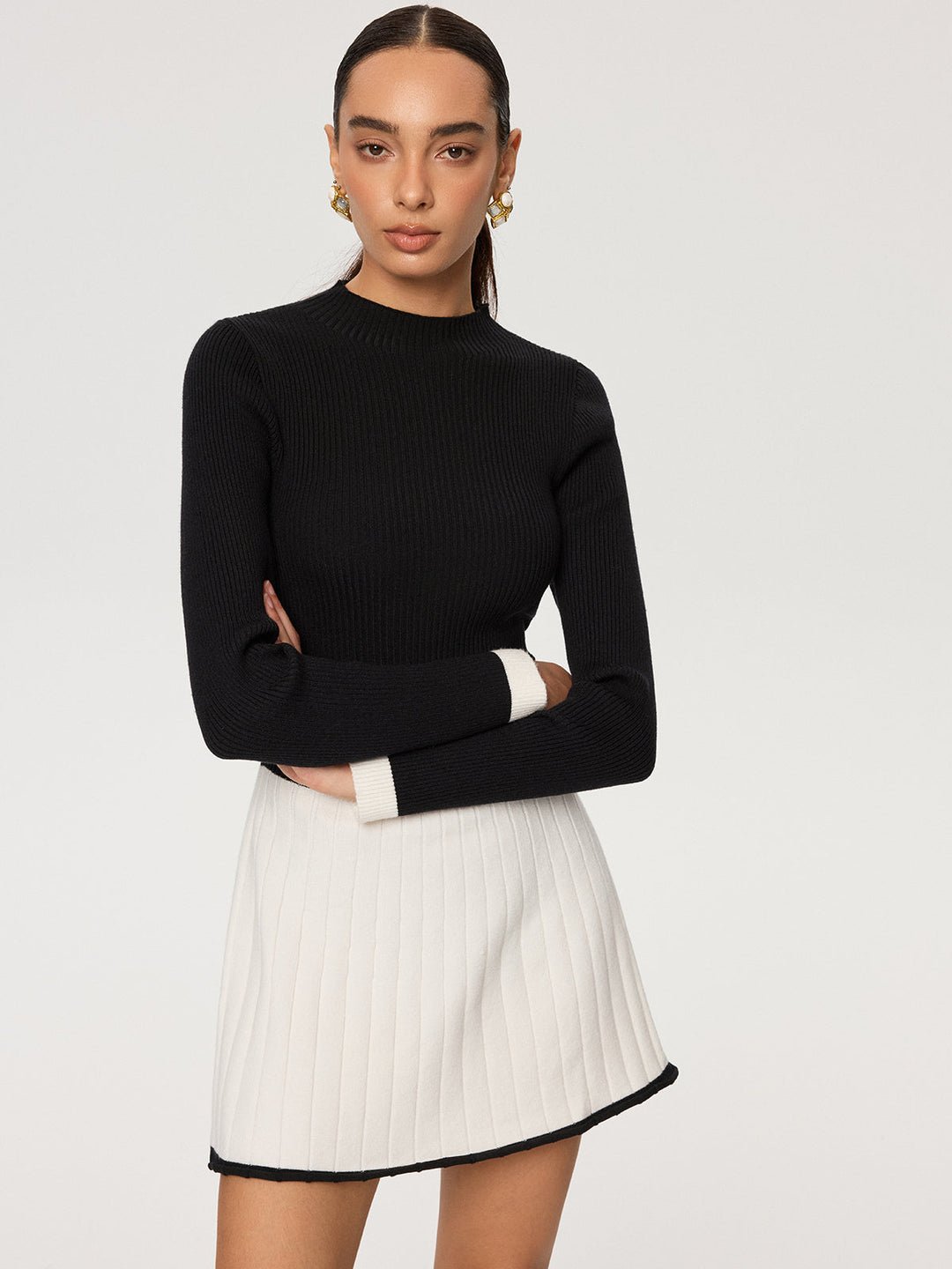 Color-Block Ribbed Knit Mini Dress  Liora Lane Boutique Sweater Dresses