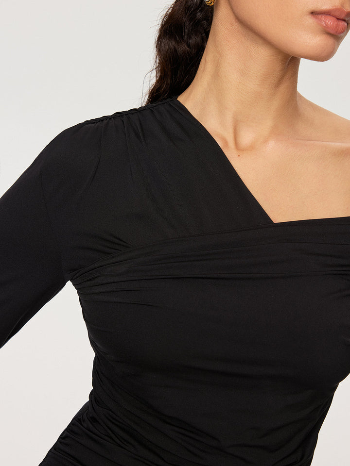 Off-Shoulder Ruched T-Shirt  Liora Lane Boutique T-Shirts