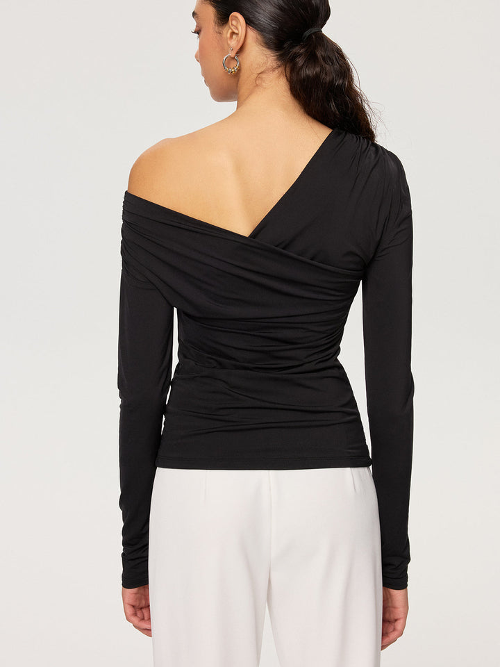 Off-Shoulder Ruched T-Shirt  Liora Lane Boutique T-Shirts