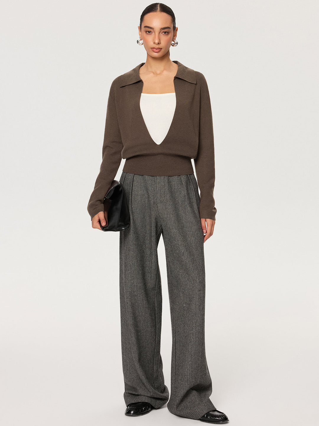 2 in 1 Color-Block Wool Blend Polo Collar Sweater  Liora Lane Boutique Sweaters