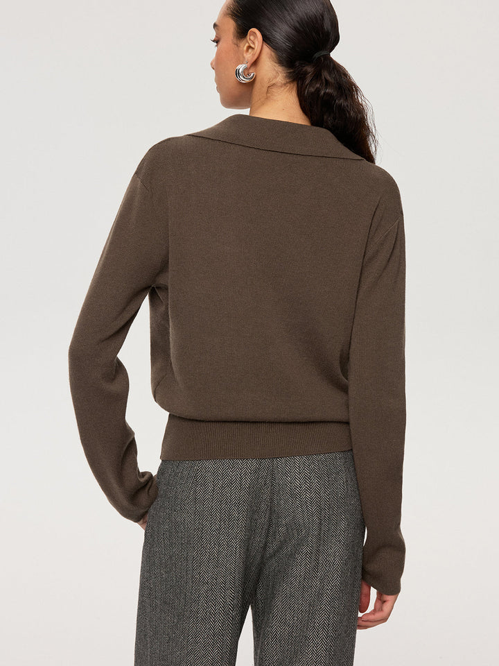 2 in 1 Color-Block Wool Blend Polo Collar Sweater  Liora Lane Boutique Sweaters
