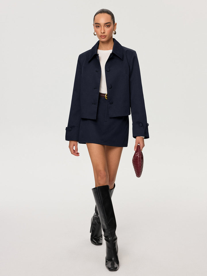 Collared Cotton Blend Jacket  Liora Lane Boutique Blazers