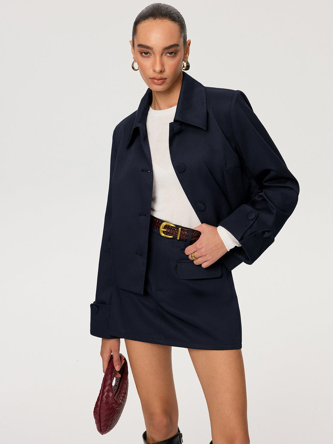 Collared Cotton Blend Jacket  Liora Lane Boutique Blazers