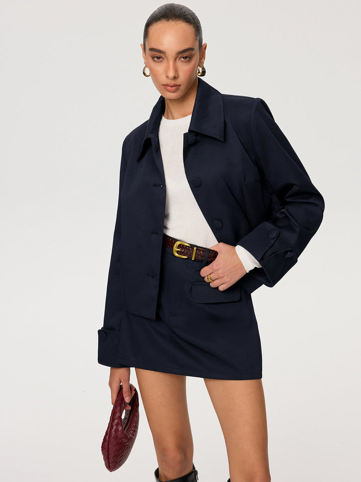 Collared Cotton Blend Jacket  Liora Lane Boutique Blazers