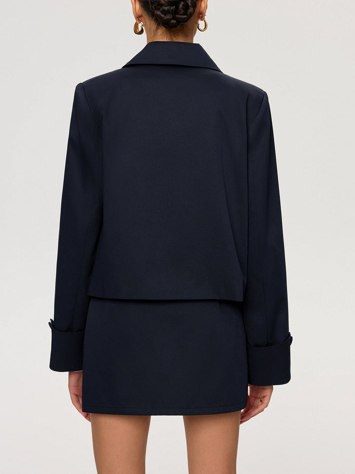 Collared Cotton Blend Jacket  Liora Lane Boutique Blazers