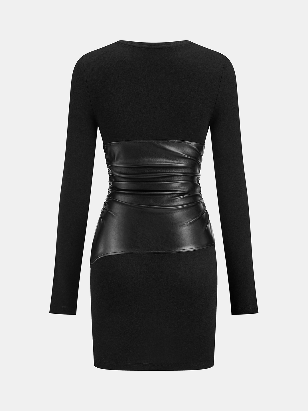 PU Leather Panel Long Sleeve Knit Dress  Liora Lane Boutique Dresses