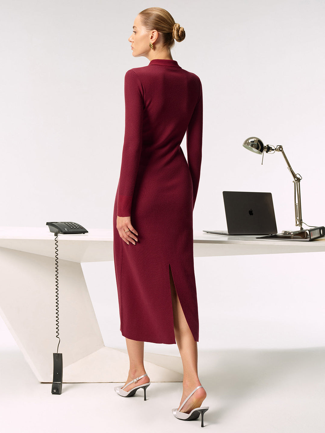 Shirt Collar Metal Button Knit Maxi Dress  Liora Lane Boutique Sweater Dresses