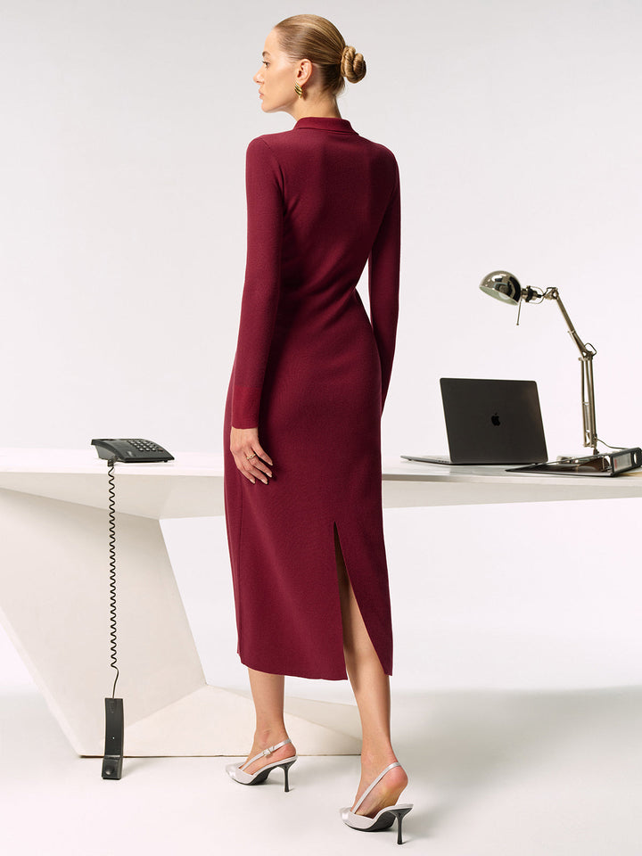 Shirt Collar Metal Button Knit Maxi Dress  Liora Lane Boutique Sweater Dresses
