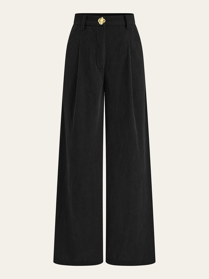 Corduroy Wide-Leg Pleated Pants  Liora Lane Boutique Pants Black / XL 49.00