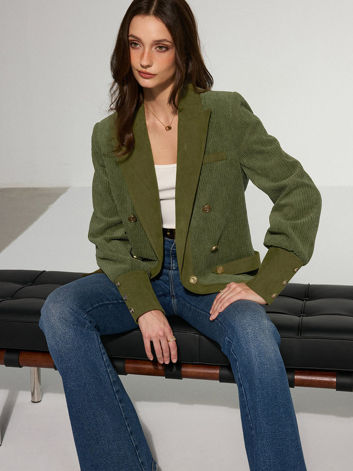 Corduroy Lapel Metal Button Blazer  Liora Lane Boutique Cardigans