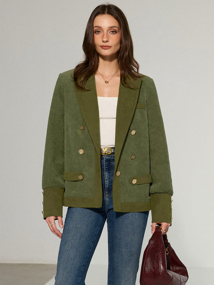 Corduroy Lapel Metal Button Blazer  Liora Lane Boutique Cardigans