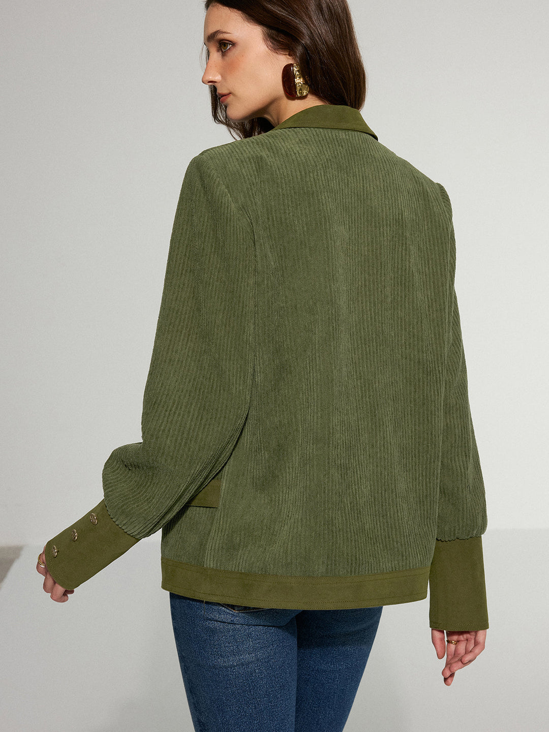 Corduroy Lapel Metal Button Blazer  Liora Lane Boutique Cardigans