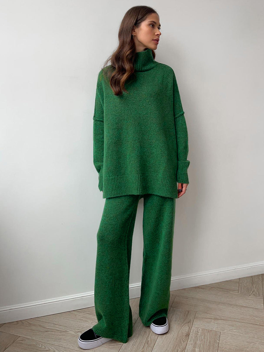 Plain Turtleneck Knit Pants Set  Liora Lane Boutique Pant Sets