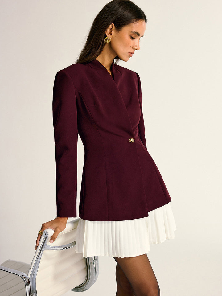 Contrast Pleated Hem Blazer Dress  Liora Lane Boutique Dresses