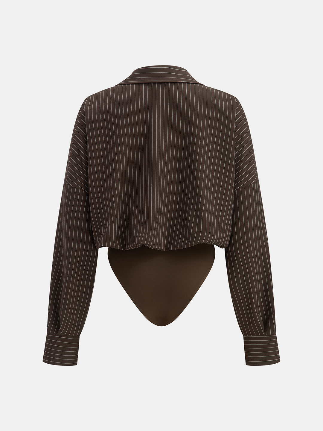 Striped Long-Sleeve Collared Bodysuit  Liora Lane Boutique Bodysuits