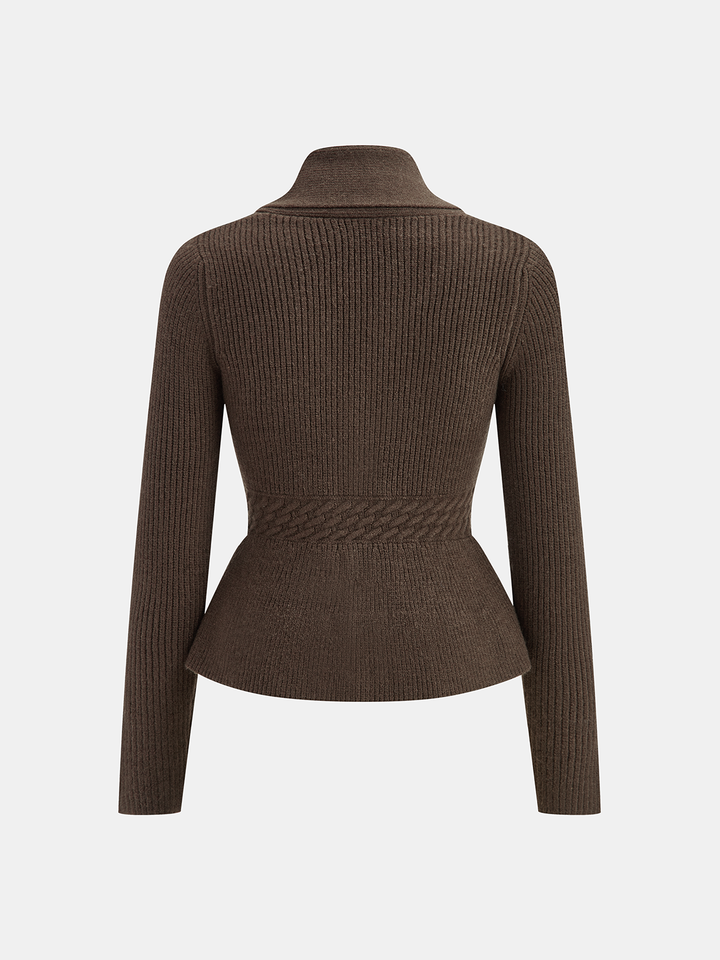 Shawl Collar Peplum Knit Cardigan  Liora Lane Boutique Cardigans