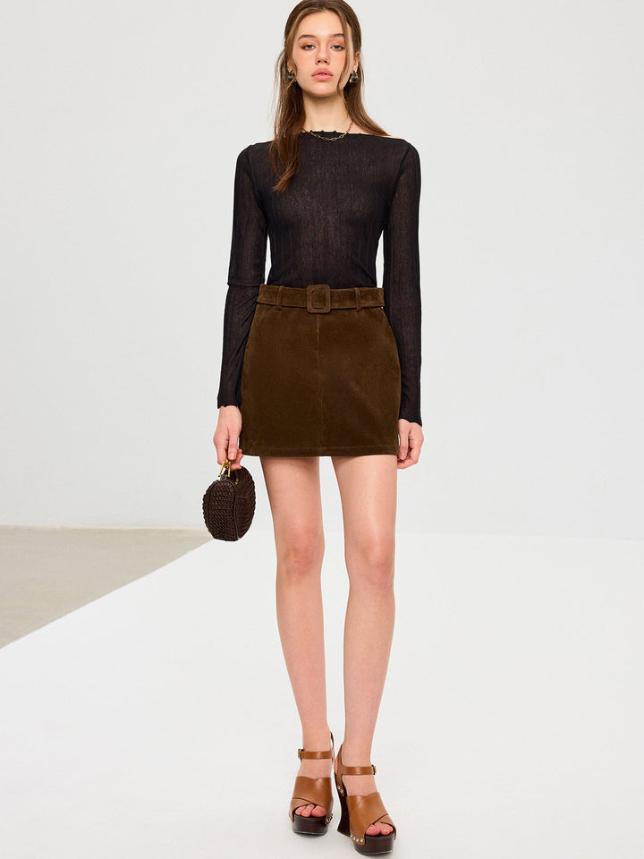 Belted Suede Mini Skirt  Liora Lane Boutique Skirts