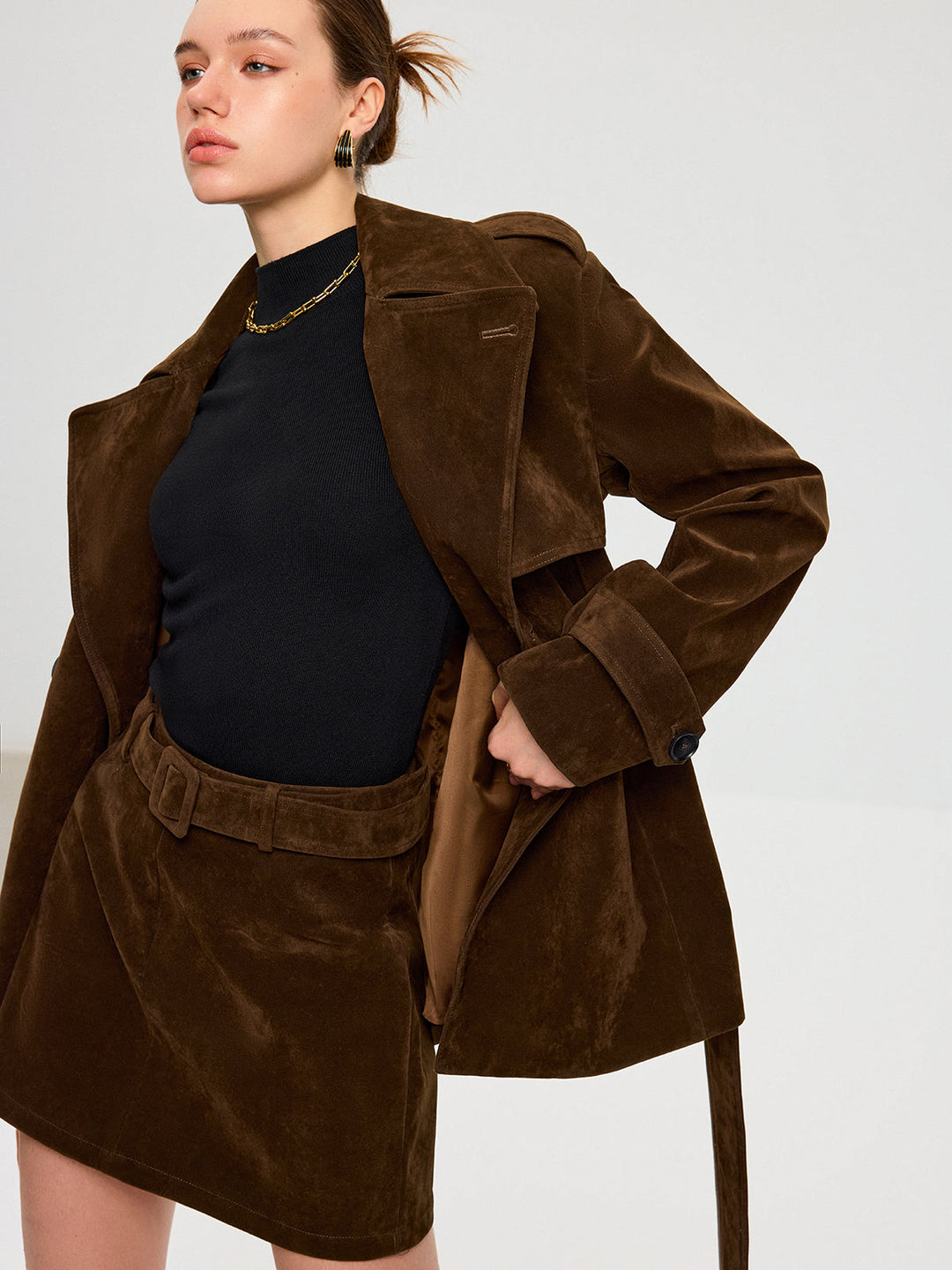 Belted Suede Mini Skirt  Liora Lane Boutique Skirts