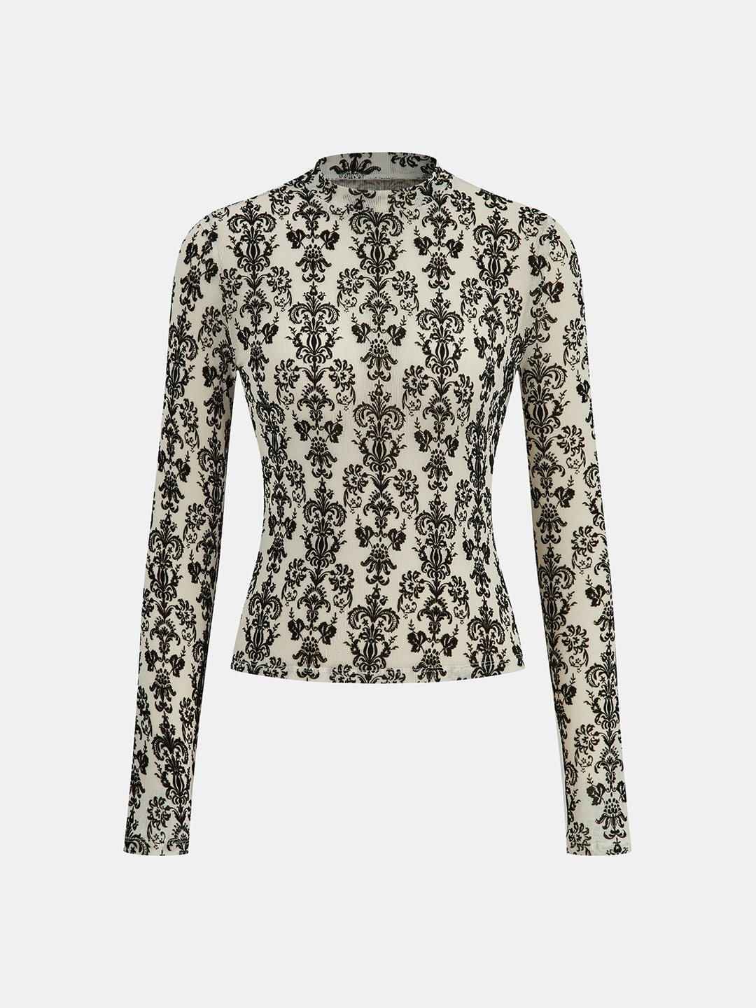 Damask Print Mock Neck T-Shirt  Liora Lane Boutique T-Shirts