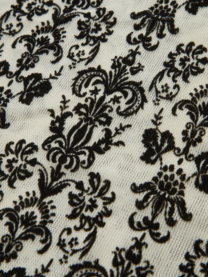 Damask Print Mock Neck T-Shirt  Liora Lane Boutique T-Shirts