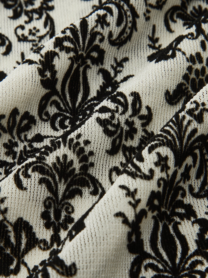 Damask Print Mock Neck T-Shirt  Liora Lane Boutique T-Shirts
