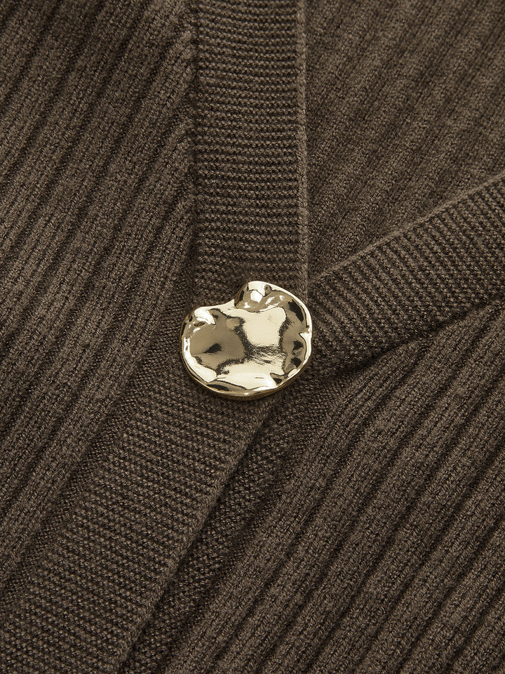 Metal Button Ribbed Cardigan  Liora Lane Boutique Cardigans
