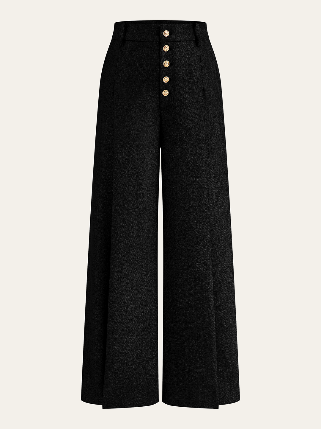 High-Waisted Button-Front Wide-Leg Pants  Liora Lane Boutique Pants Black / XL 68.00
