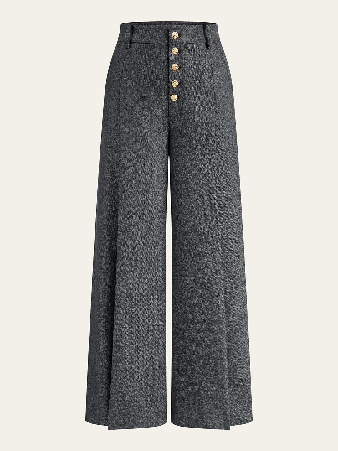 High-Waisted Button-Front Wide-Leg Pants  Liora Lane Boutique Pants Light Grey / XL 68.00