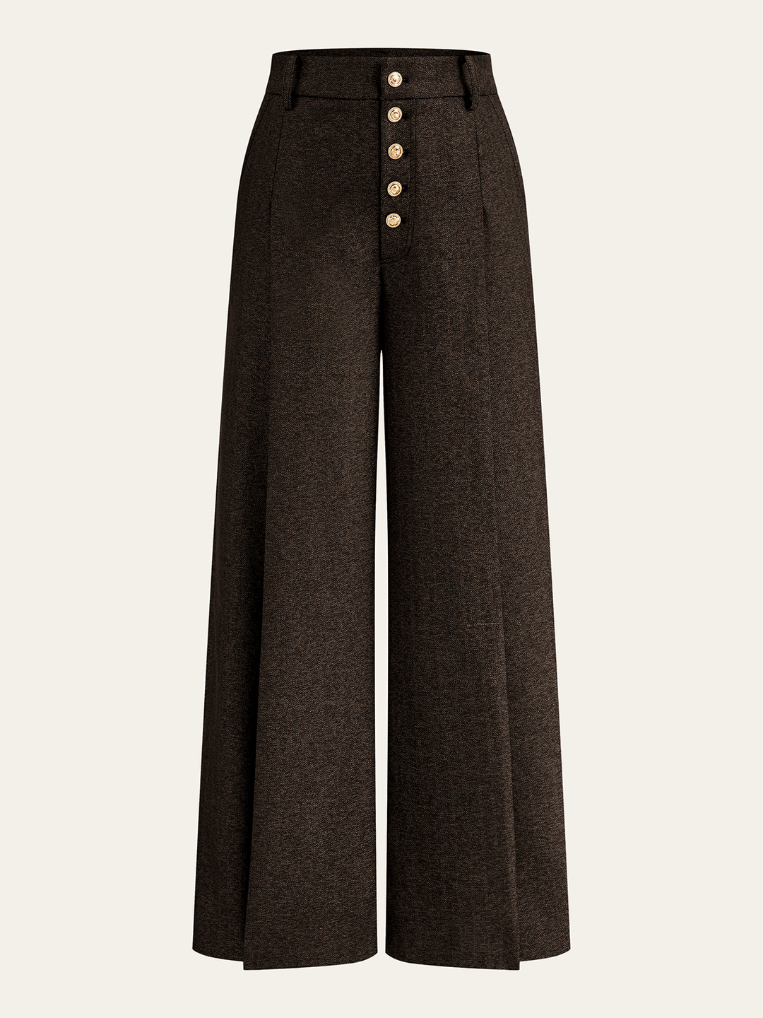 High-Waisted Button-Front Wide-Leg Pants  Liora Lane Boutique Pants Dark Brown / XL 68.00