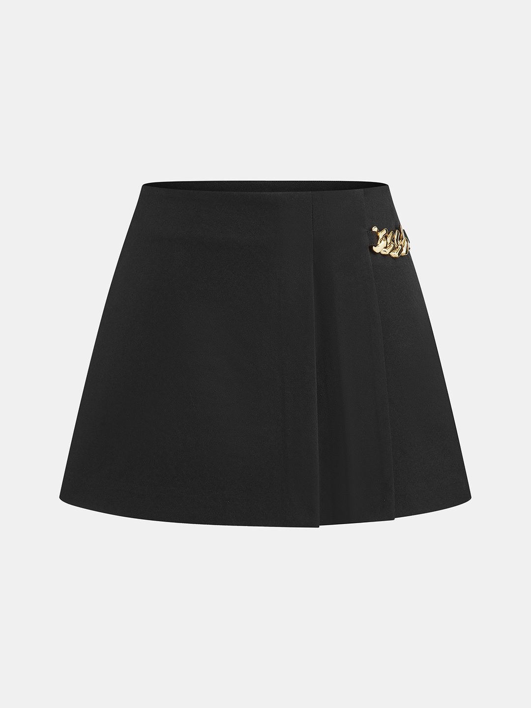 Chain Detail Pleat Skorts  Liora Lane Boutique Shorts Black / XL 29.00