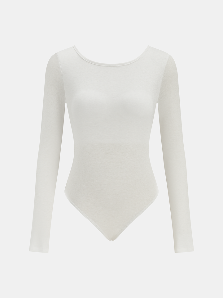 Bra-Free Long Sleeve Backless Bodysuit  Liora Lane Boutique Bodysuits Off-White / XL 26.00