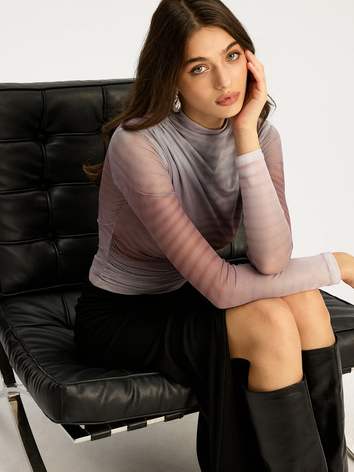 Gradient Mesh Long Sleeve Top  Liora Lane Boutique T-Shirts