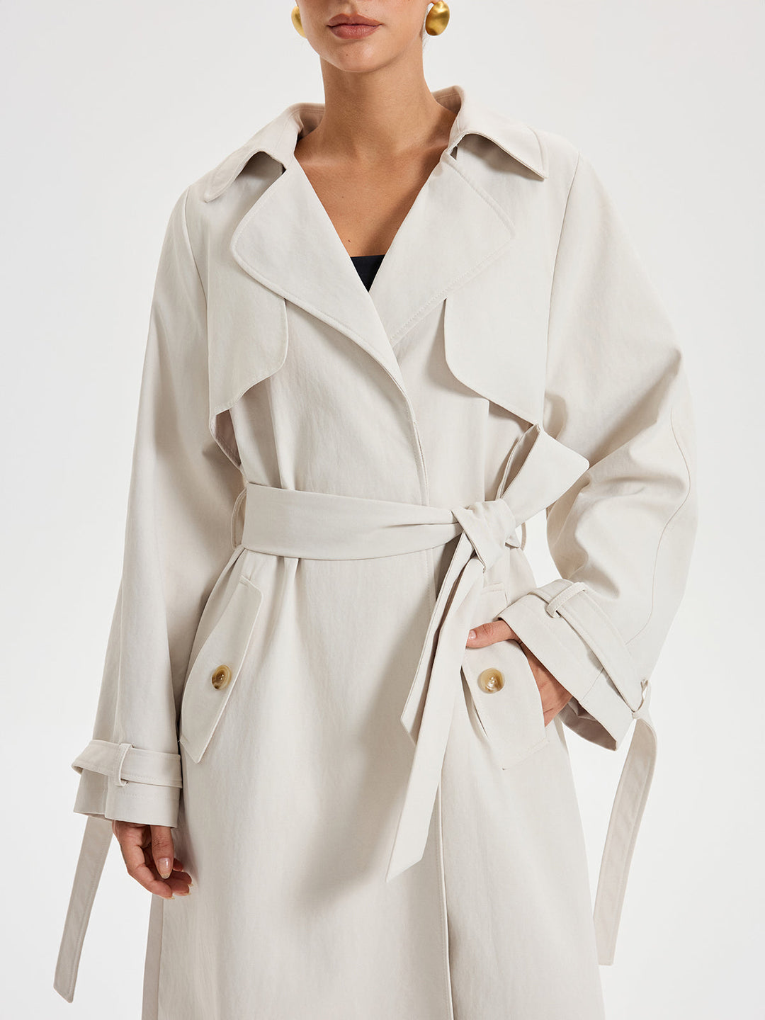 Belted Double-breasted Trench Coat  Liora Lane Boutique Trench Coats
