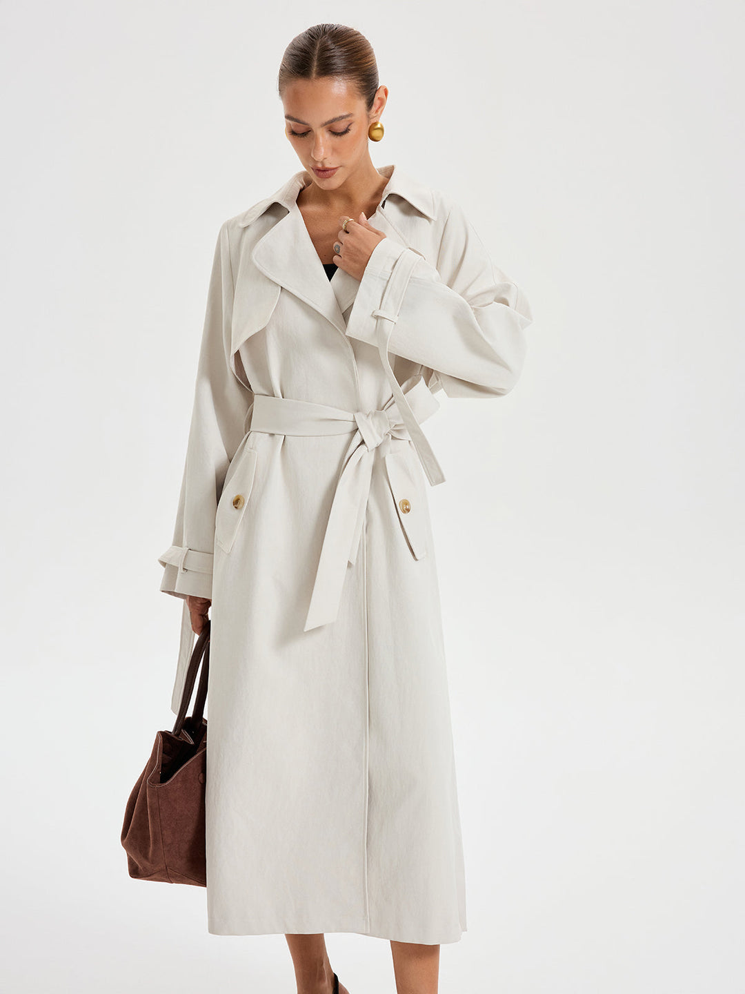 Belted Double-breasted Trench Coat  Liora Lane Boutique Trench Coats