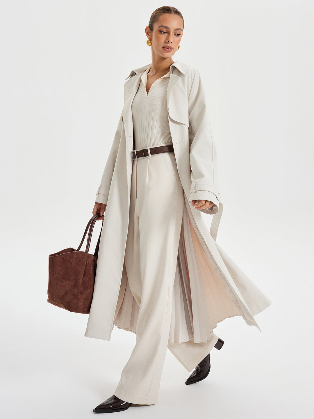 Belted Double-breasted Trench Coat  Liora Lane Boutique Trench Coats