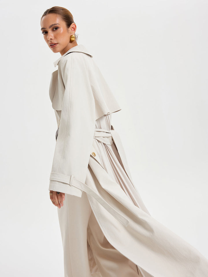 Belted Double-breasted Trench Coat  Liora Lane Boutique Trench Coats