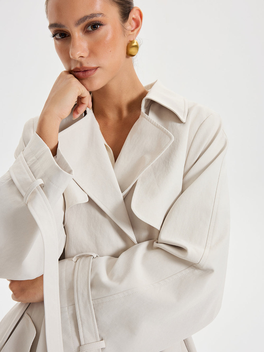 Belted Double-breasted Trench Coat  Liora Lane Boutique Trench Coats Ivory / XL 109.00