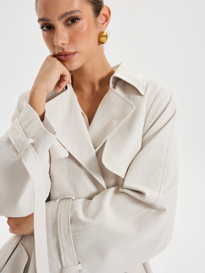 Belted Double-breasted Trench Coat  Liora Lane Boutique Trench Coats Ivory / XL 109.00
