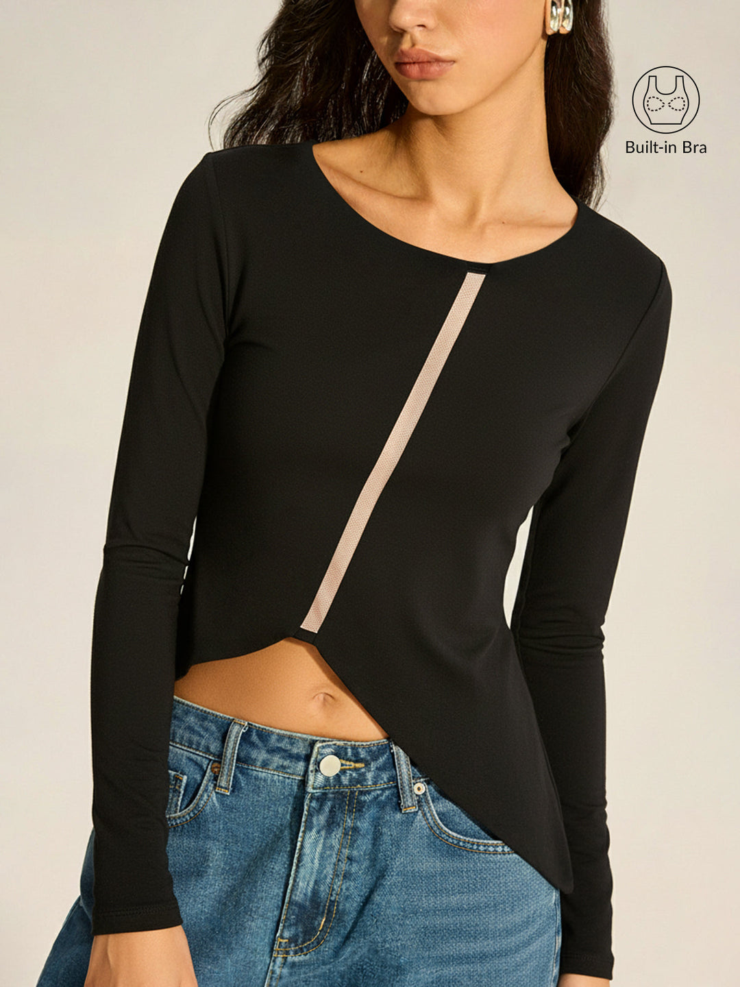 Bra-free Asymmetrical Round Neck Shirt  Liora Lane Boutique T-Shirts